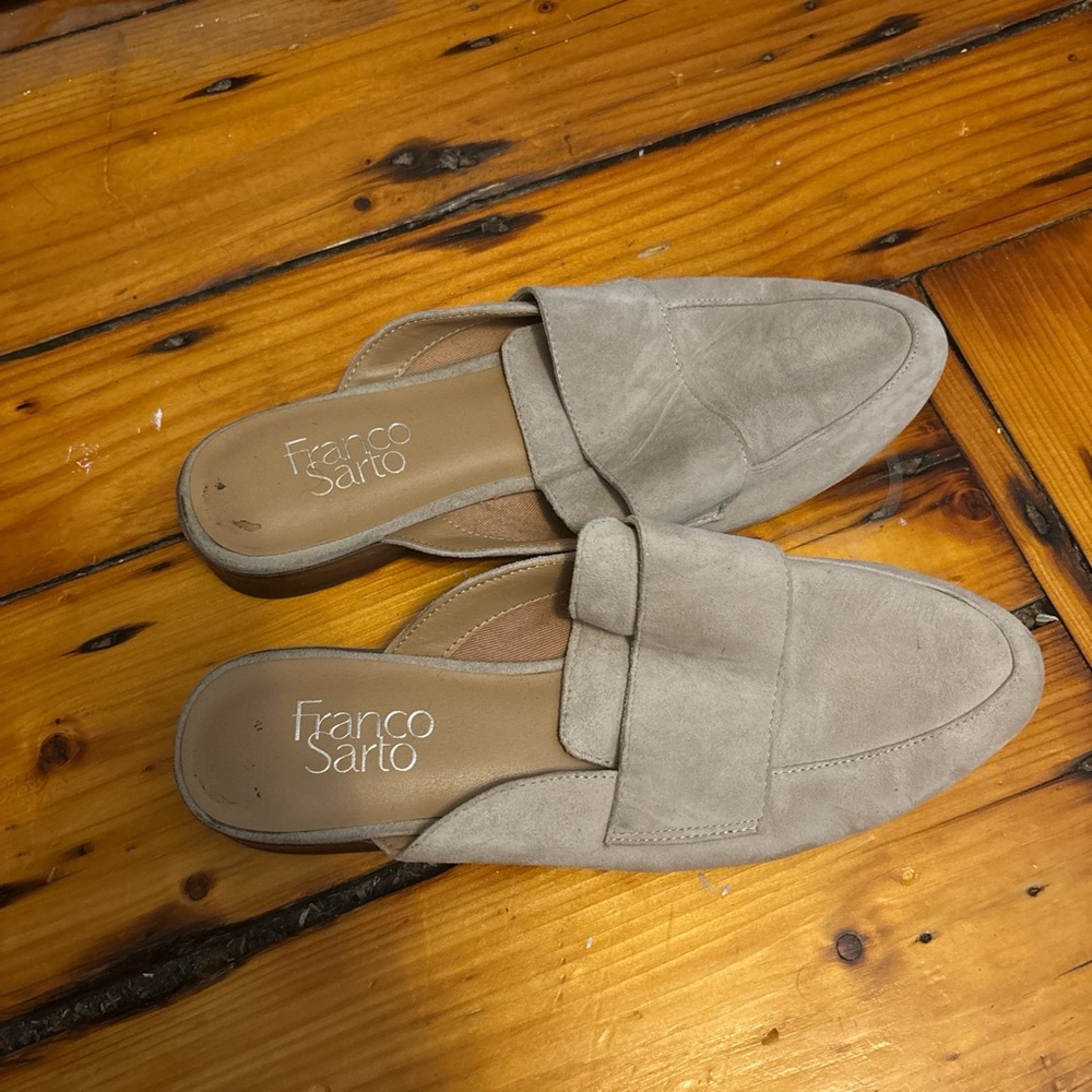 Franco Sarto Gray Mules Sleek Suede Design
